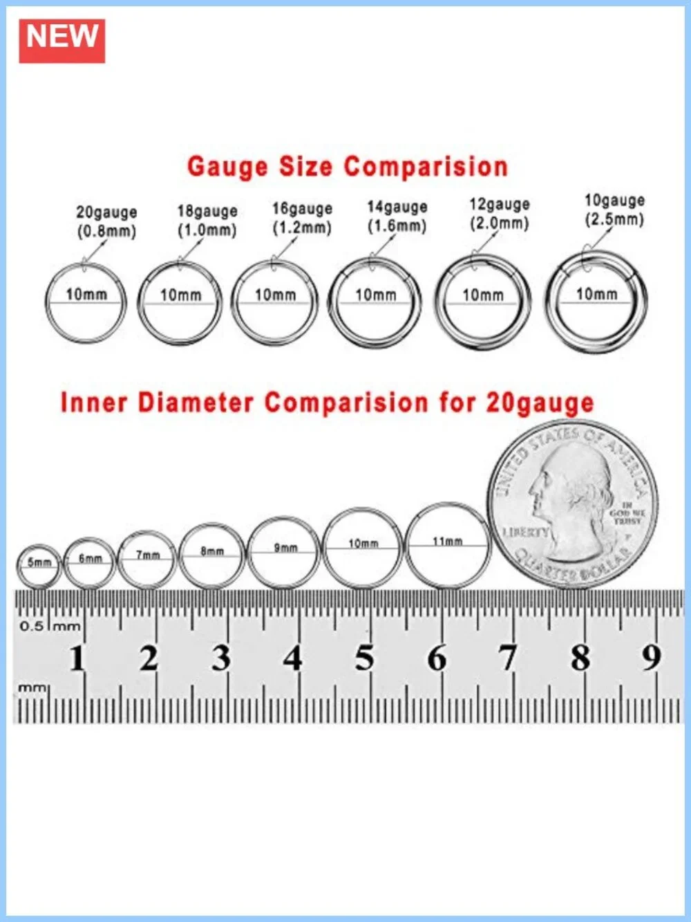 316L Surgical Steel Hinged Nose Ring Hoop 18g 6mm Clicker Body Jewelry
